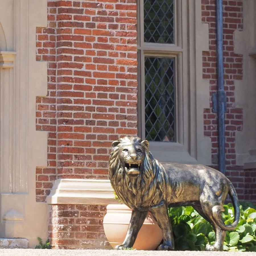 "Grand Lion Left Facing Bronze Garden Statue – STATUES & SCULPTURES Collection"