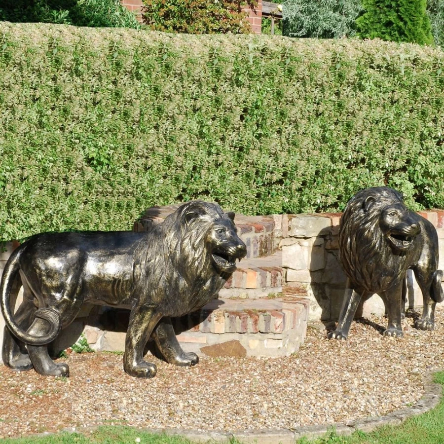 "Grand Lions Bronze Garden Statues – Elegant Outdoor Sculptures by STATUES & SCULPTURES"