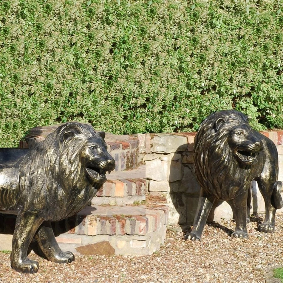 "Grand Lions Bronze Garden Statues – Elegant Outdoor Sculptures by STATUES & SCULPTURES"