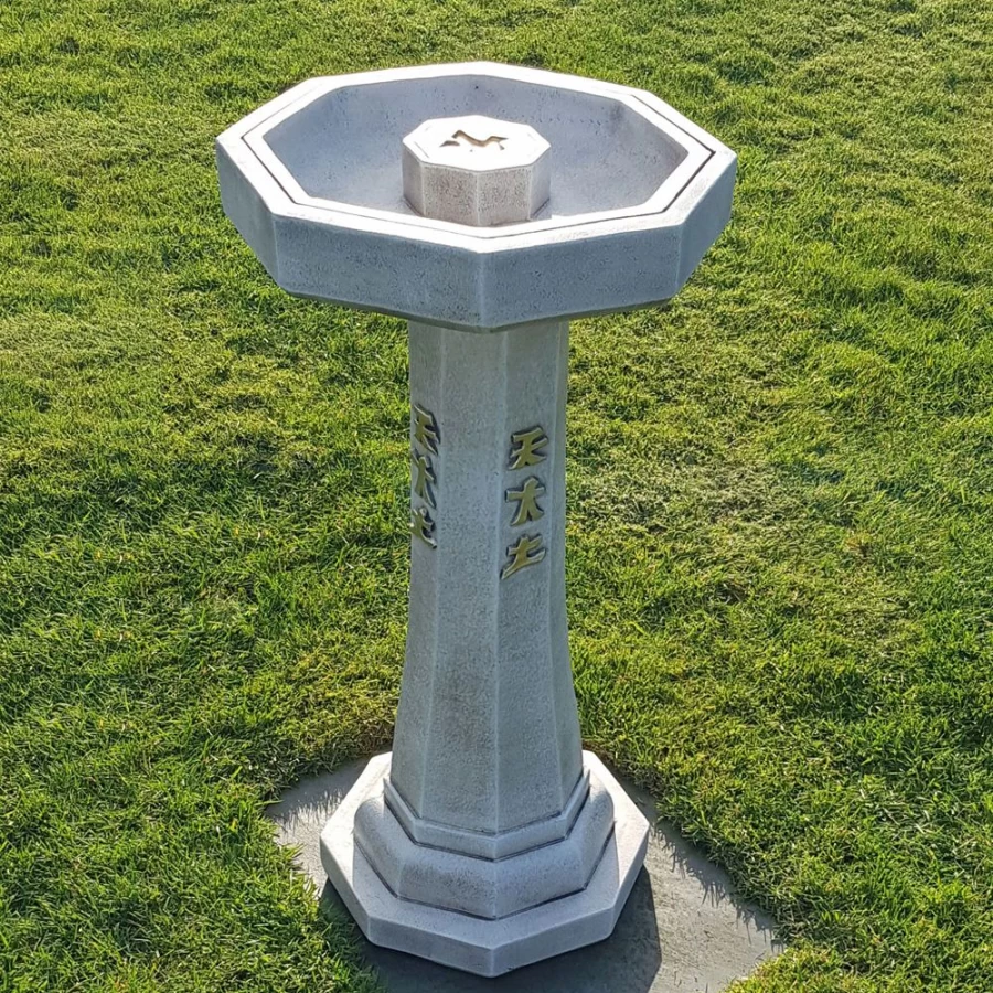 "STATUES & SCULPTURES Japanese Zen Stone Bird Bath - Classic Garden Decor for Outdoor"