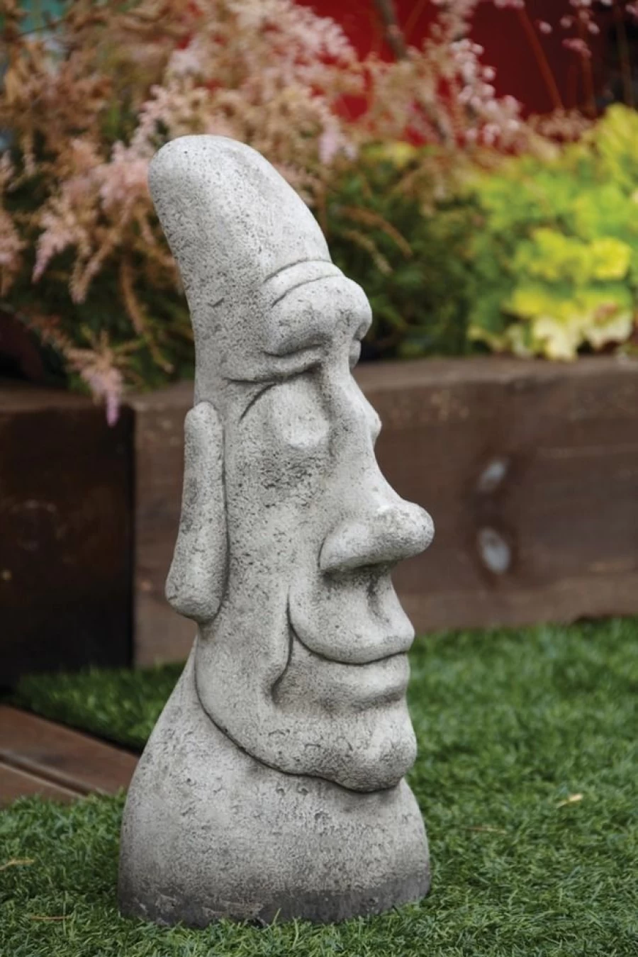 "Easter Island Head Statue - Grandad Stone Garden Sculpture for Outdoor Decor"