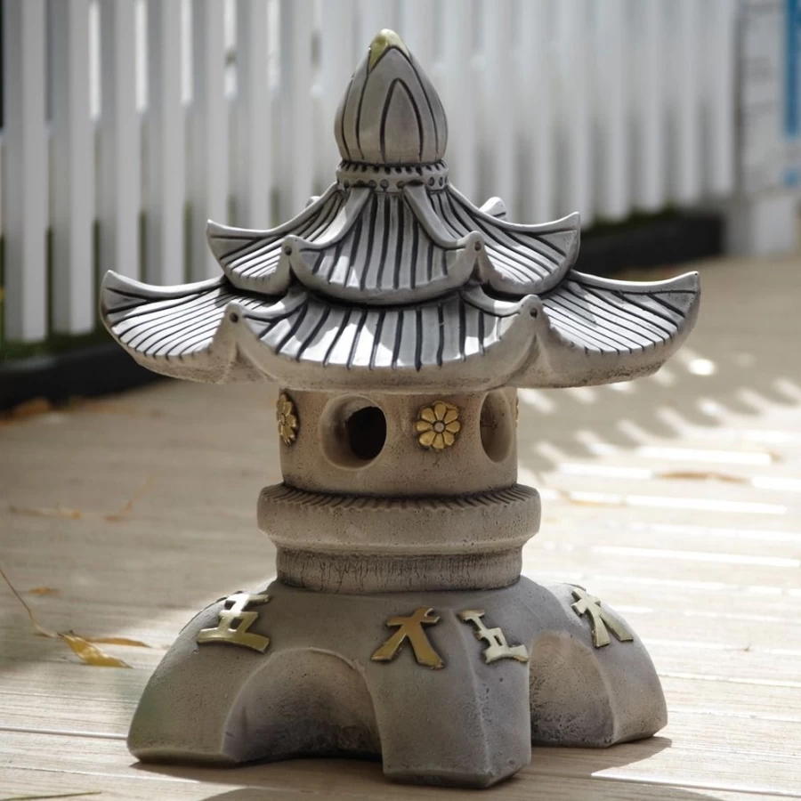 "Double Top Japanese Pagoda Stone Garden Statue – Traditional Zen Outdoor Decor by STATUES & SCULPTURES"
