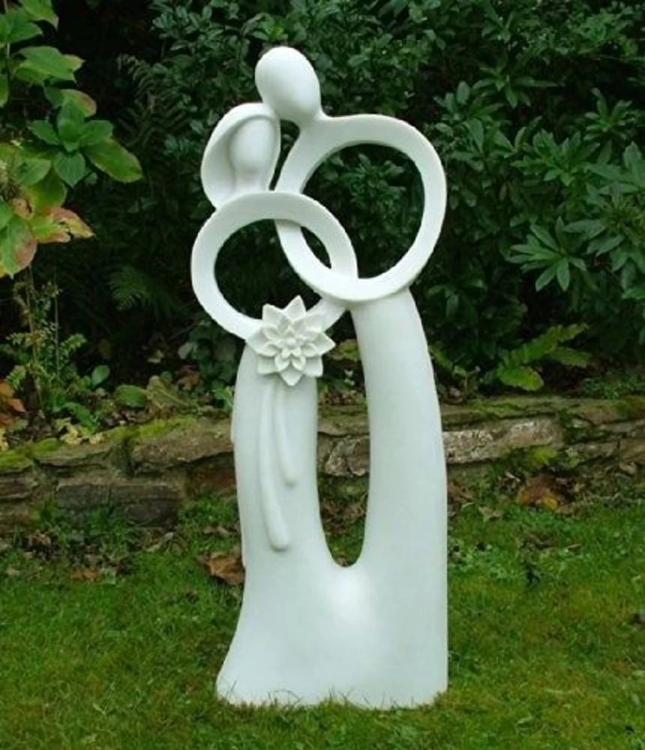 "STATUES & SCULPTURES 85Cm White Marble Resin Wedding Garden Statue - Elegant Outdoor Decor for Ceremonies"