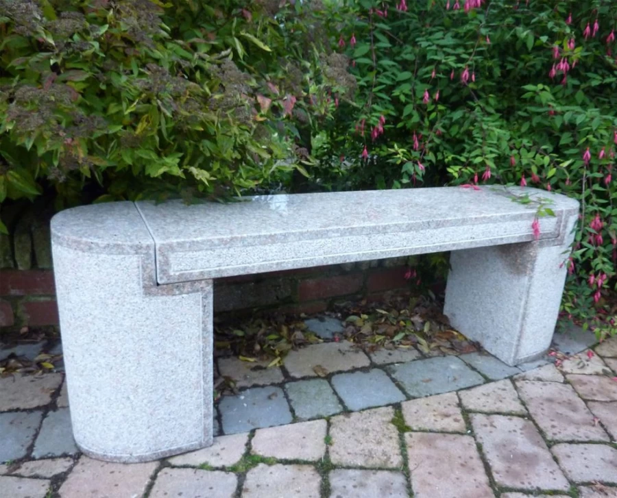 "STATUES & SCULPTURES Elegance Polished Granite Garden Bench – Durable Outdoor Stone Seating"