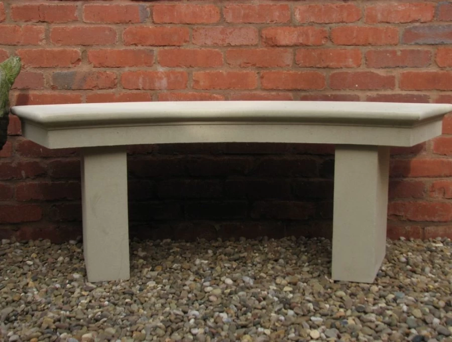 Modern Curved Stone Garden Bench – Elegant Outdoor Seating by STATUES & SCULPTURES