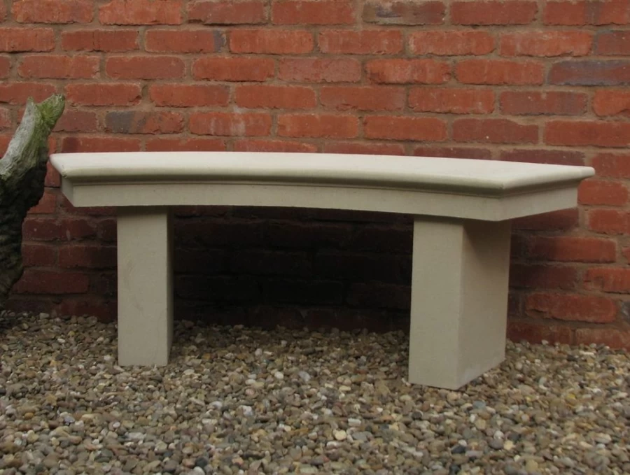 Modern Curved Stone Garden Bench – Elegant Outdoor Seating by STATUES & SCULPTURES