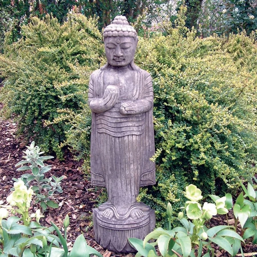 "Hand-Carved Standing Buddha Statue for Garden – Premium Stone Sculpture by STATUES & SCULPTURES"