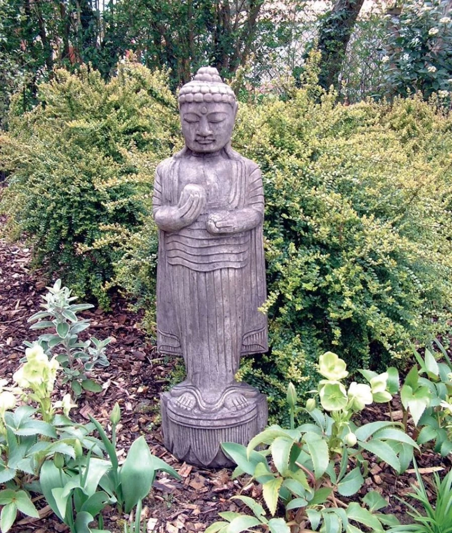 "Hand-Carved Standing Buddha Statue for Garden – Premium Stone Sculpture by STATUES & SCULPTURES"