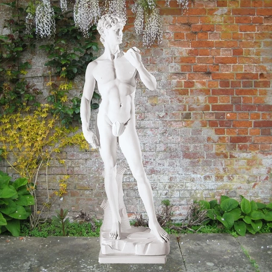 "Michelangelo's David Statue 65cm - Premium Marble Resin Garden Sculpture by STATUES & SCULPTURES"