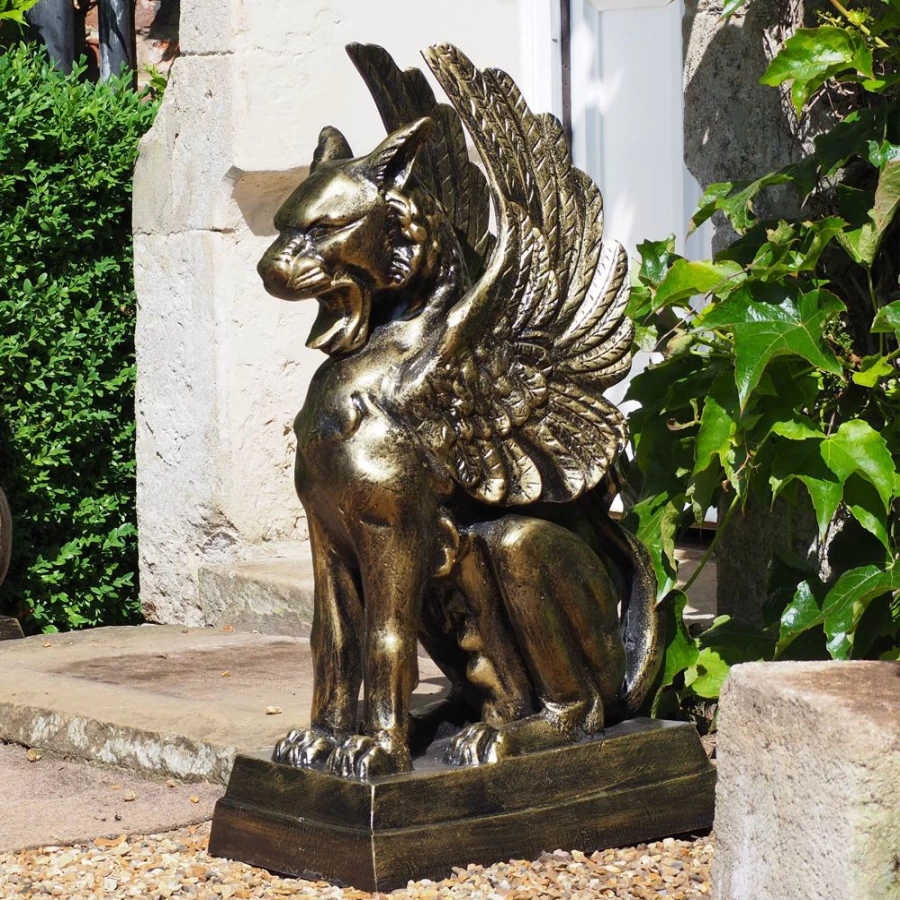 "Bronze Gothic Griffin Statue for Garden – Mythical Creature Sculpture by STATUES & SCULPTURES"