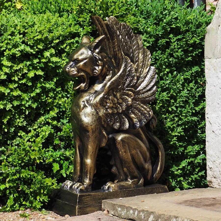 "Bronze Gothic Griffin Statue for Garden – Mythical Creature Sculpture by STATUES & SCULPTURES"