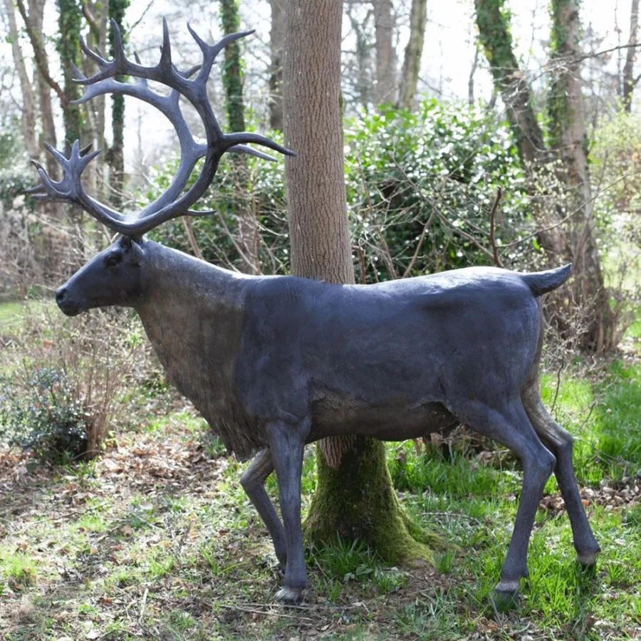"Reindeer Bronze Garden Statue 216cm - Elegant Outdoor Metal Sculpture by STATUES & SCULPTURES"