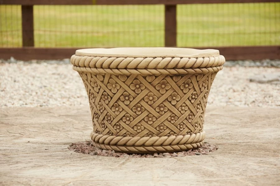 Handwoven Stone Garden Planter - STATUES & SCULPTURES Eco-Friendly Woven Pot for Plants
