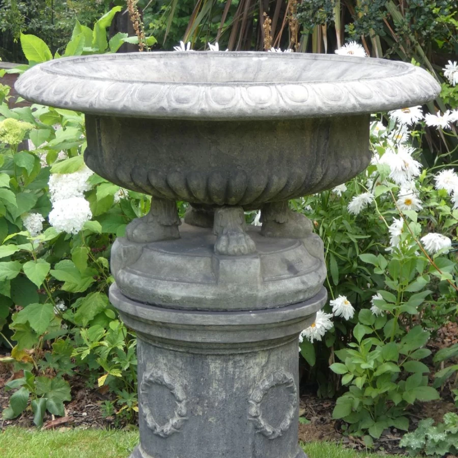 "STATUES & SCULPTURES Grand Tazza Pedestal Stone Planter for Garden Decor"