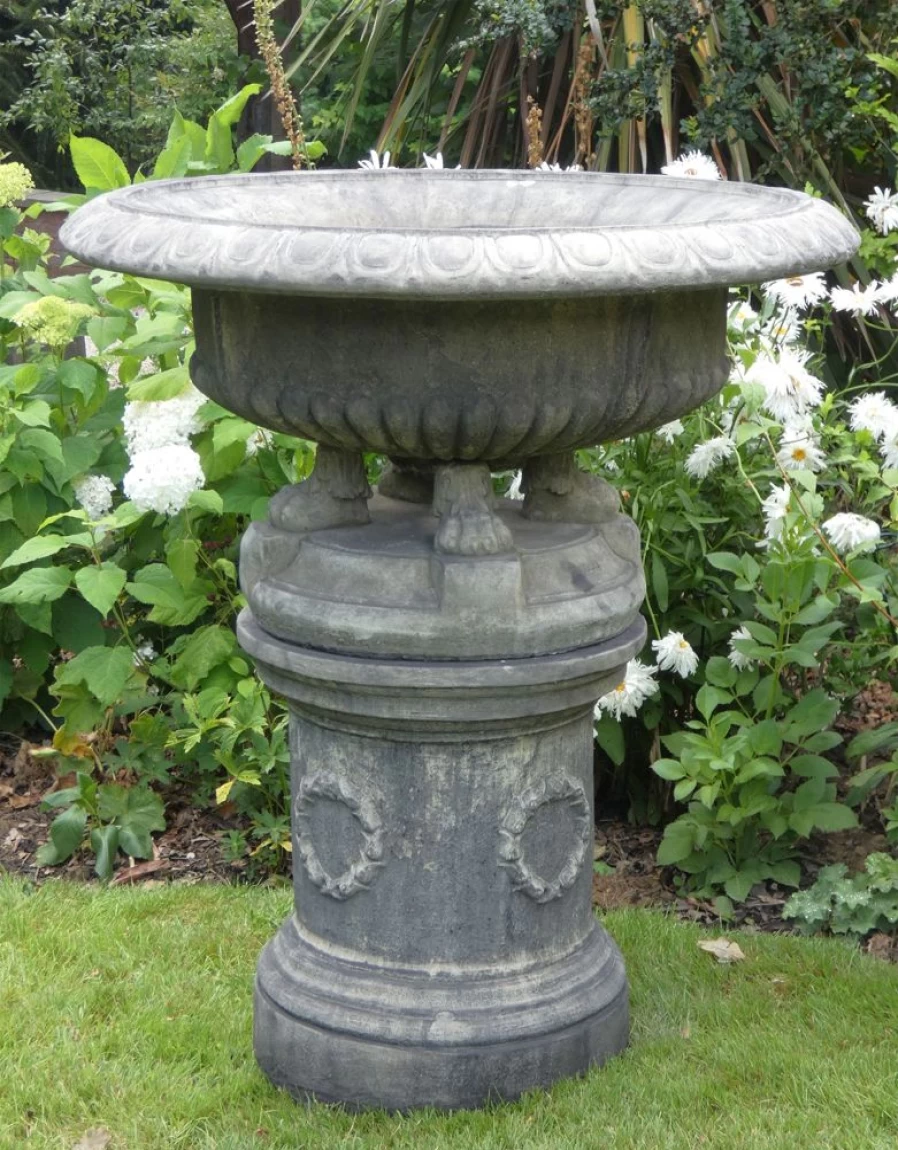"STATUES & SCULPTURES Grand Tazza Pedestal Stone Planter for Garden Decor"