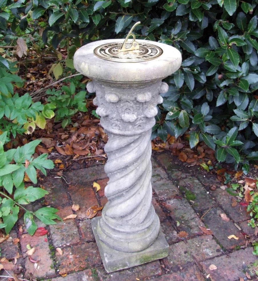 "STATUES & SCULPTURES Roman Brass Sundial - Vintage Stone Garden Decor"