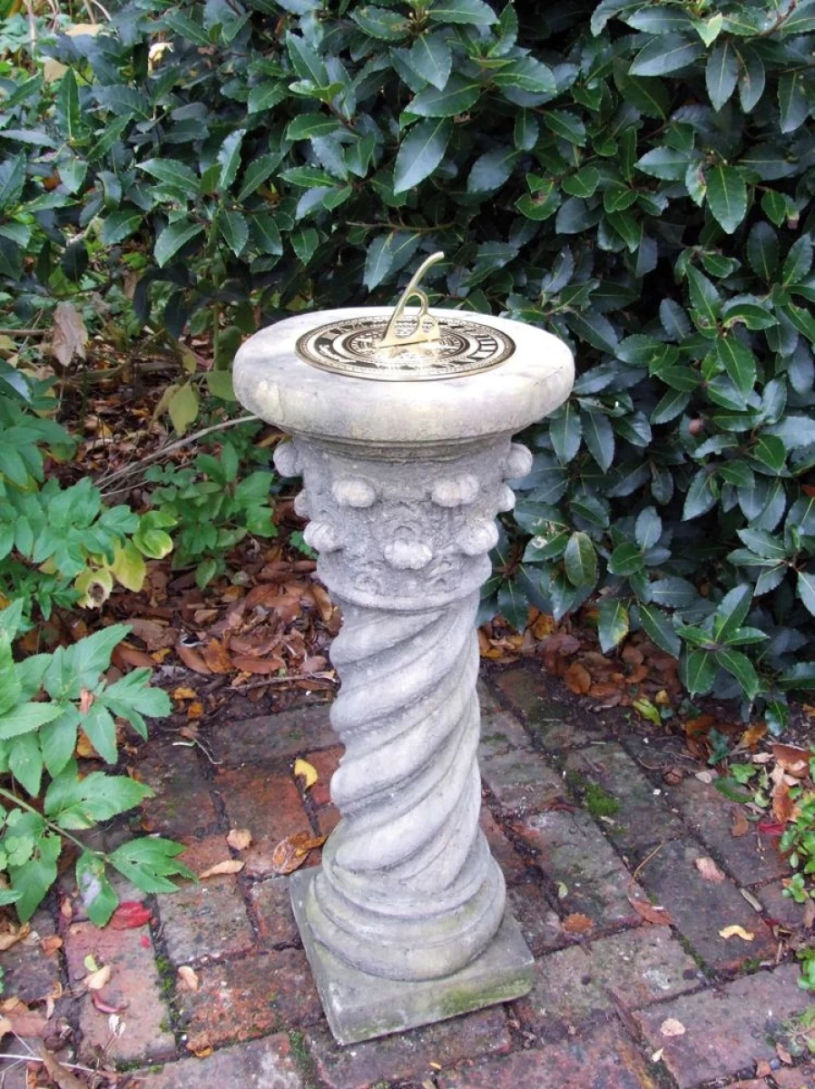 "STATUES & SCULPTURES Roman Brass Sundial - Vintage Stone Garden Decor"