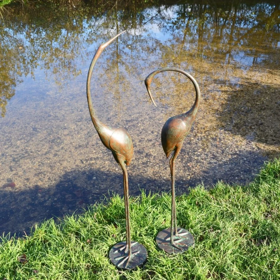 "STATUES & SCULPTURES Modern Bronze Crane Garden Statue - Elegant Outdoor Decor"