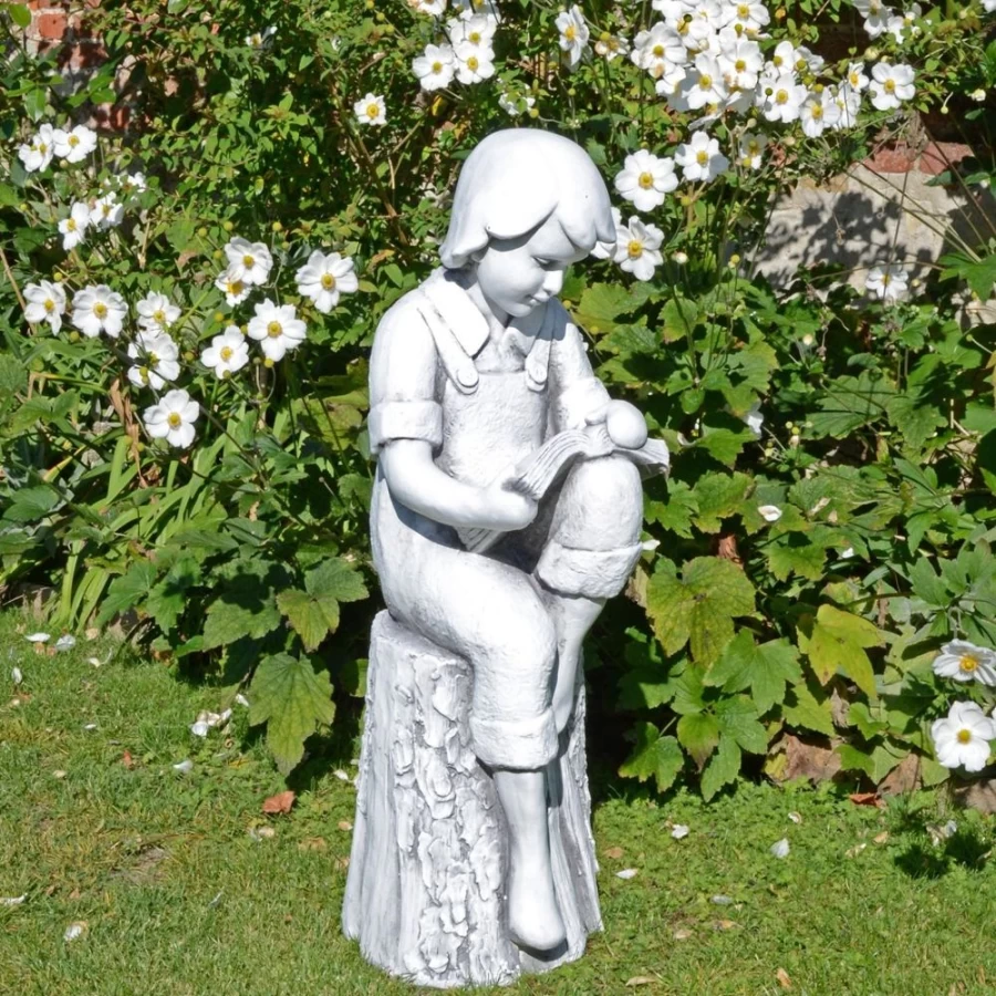 "STATUES & SCULPTURES Reading Boy 88cm Stone Resin Outdoor Garden Statue for Decoration"
