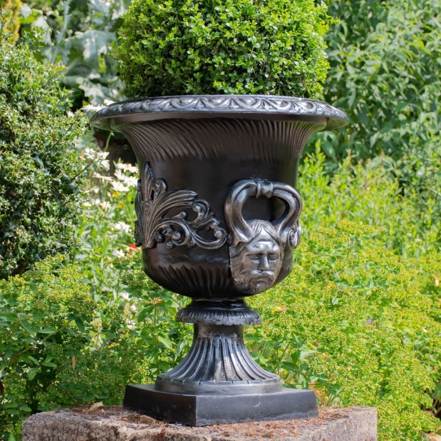 "STATUES & SCULPTURES Knightsbridge Bronze Metal Urn - Outdoor Garden Planter for Plants"