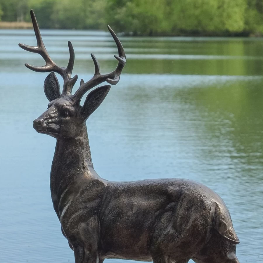 "STATUES & SCULPTURES 79Cm Bronze Stag Deer Garden Statue Classic Outdoor Decor"