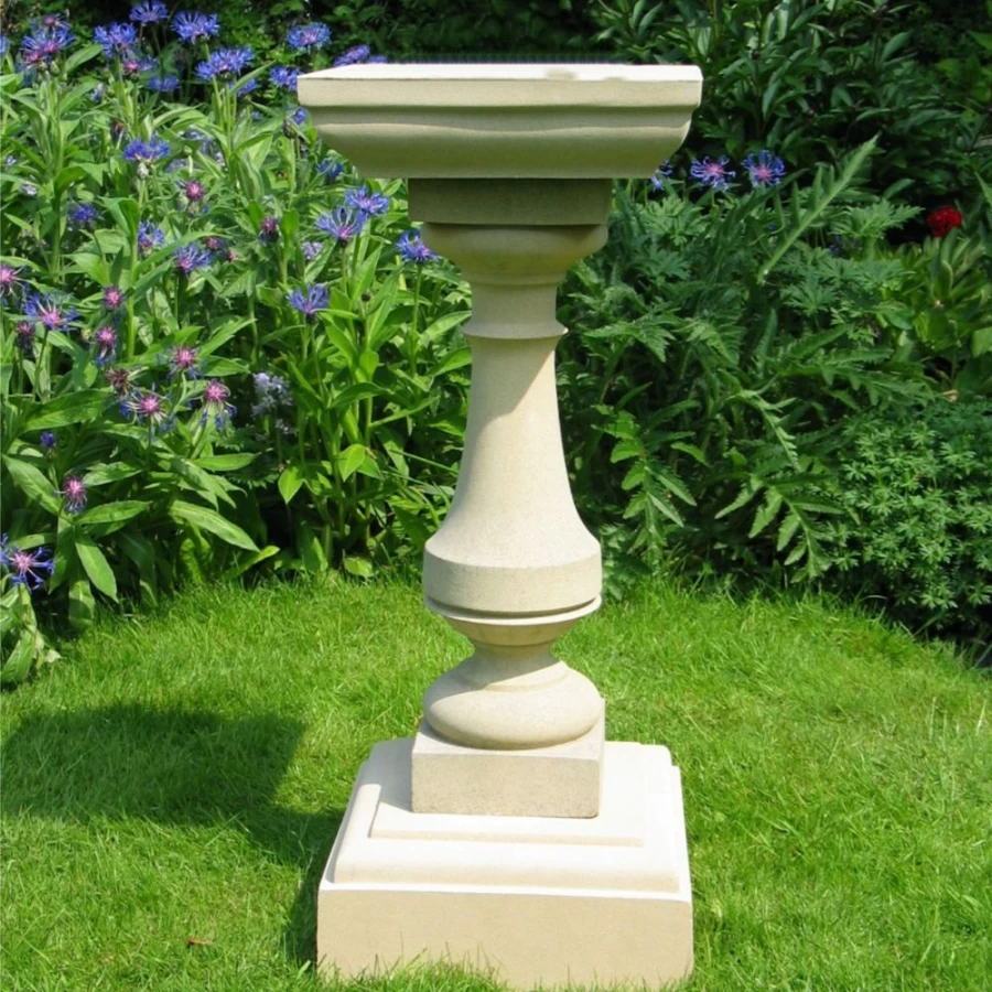 "STATUES & SCULPTURES Classic 73Cm Square Stone Sundial Pedestal - Garden Decor"