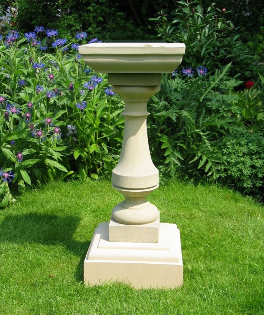 "STATUES & SCULPTURES Classic 73Cm Square Stone Sundial Pedestal - Garden Decor"