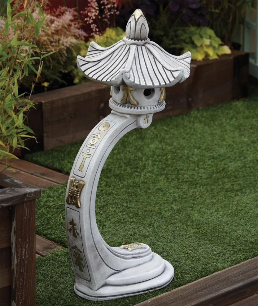 "Handcrafted Curved Japanese Pagoda Stone Garden Statue – Zen Outdoor Decor"