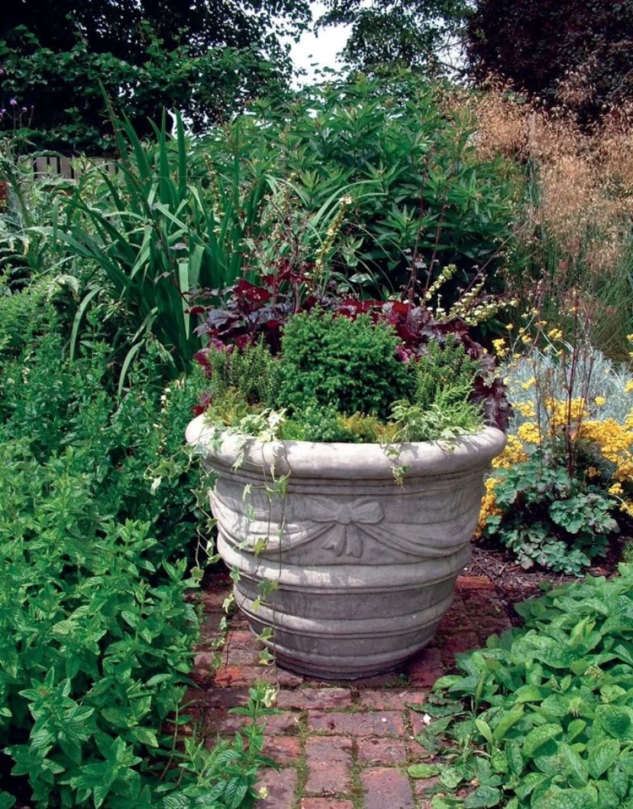 Elegant Draped Vase Stone Planter for Garden - STATUES & SCULPTURES Collection