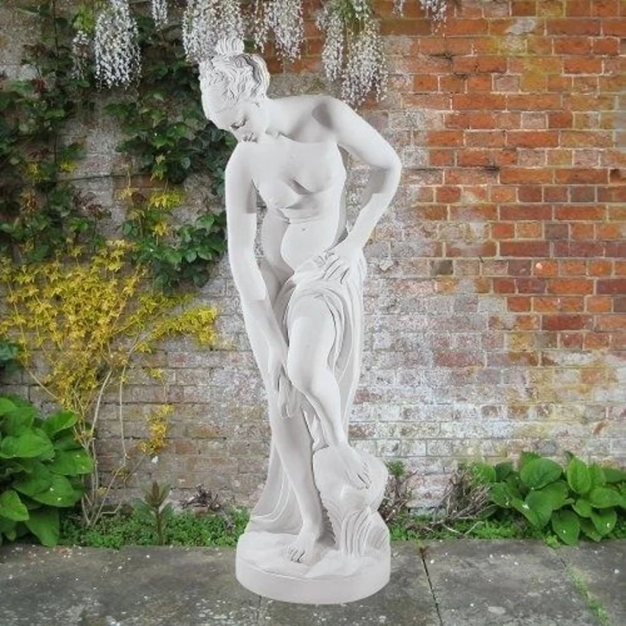 "STATUES & SCULPTURES 116cm Marble Resin Garden Statue of Bathing Lady – Outdoor Decorative Art"