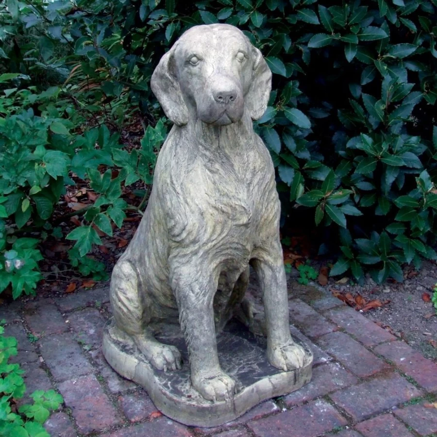 "STATUES & SCULPTURES Irish Setter Dog Garden Statue – Handcrafted Stone Outdoor Decor"