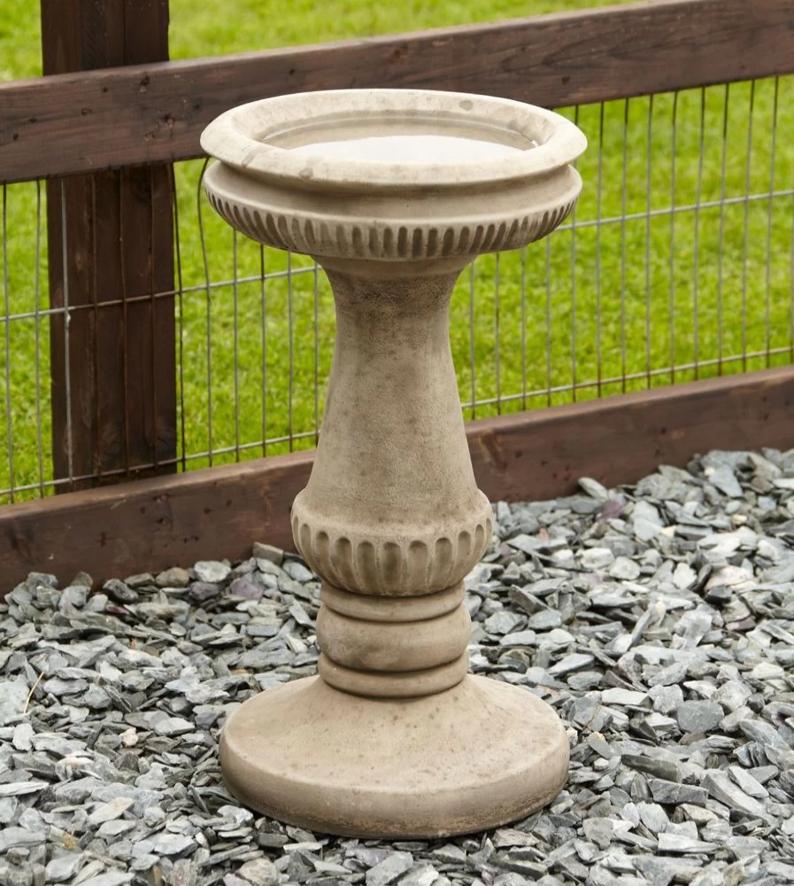 "STATUES & SCULPTURES Fluted Stone Bird Bath for Garden – Elegant Outdoor Decor"