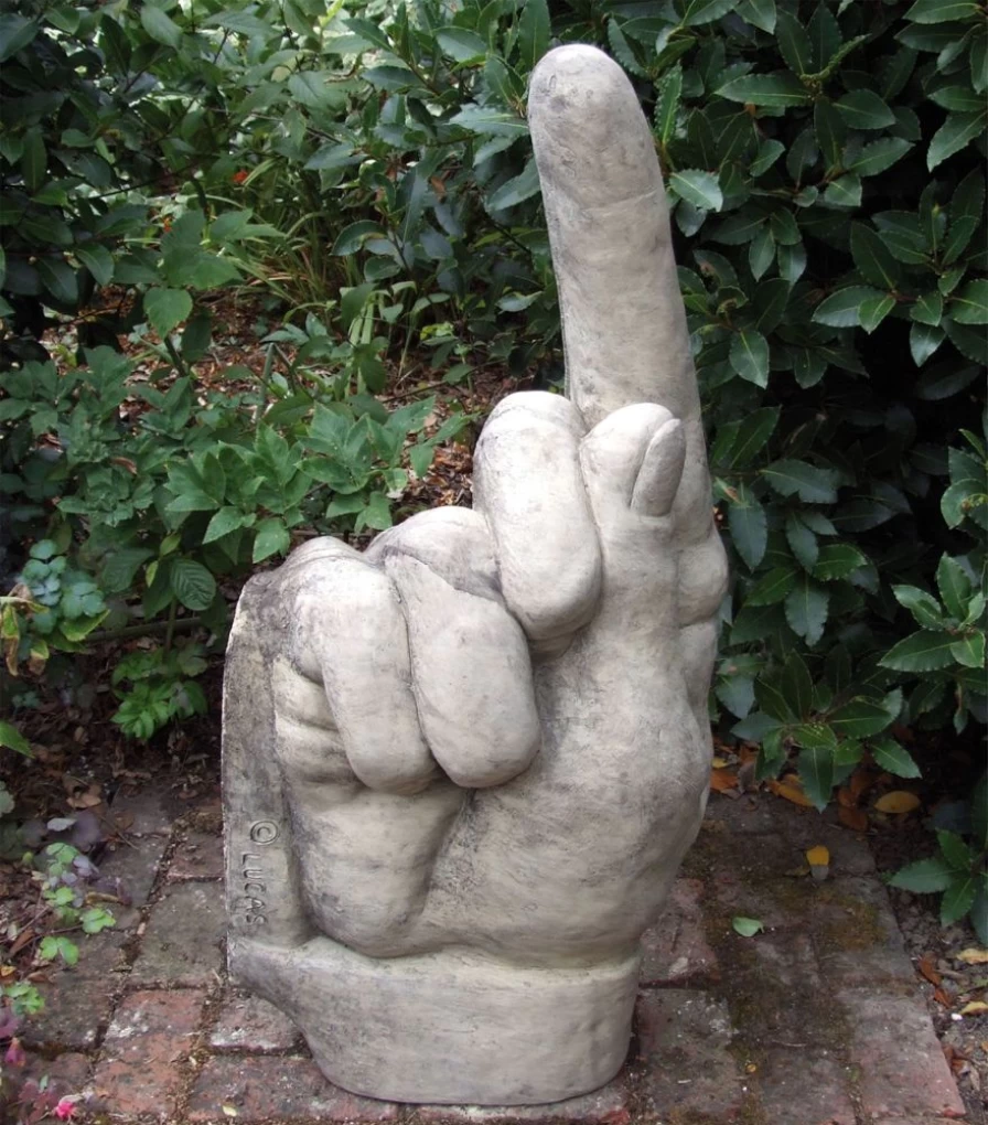 "Large Stone Hand Sculpture Pointing Up - Garden Statue by STATUES & SCULPTURES"