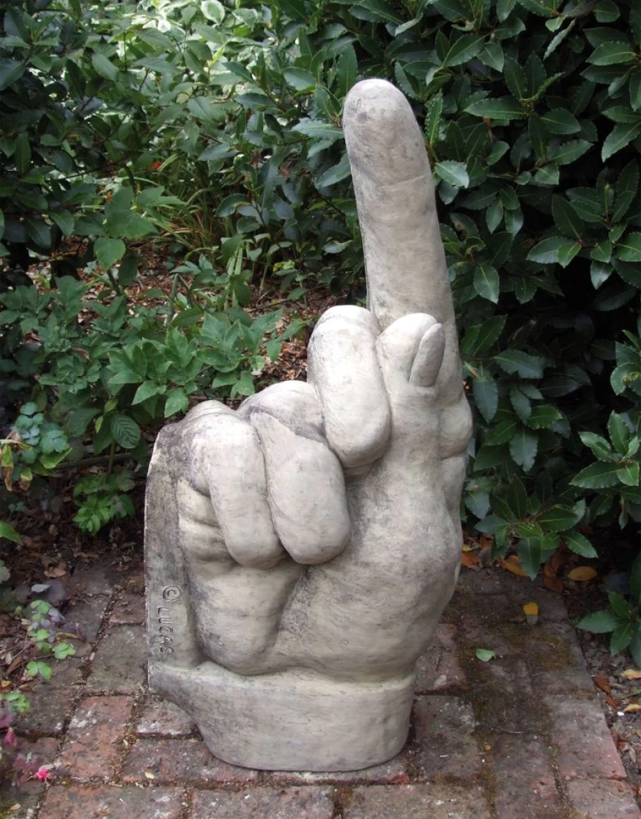 "Large Stone Hand Sculpture Pointing Up - Garden Statue by STATUES & SCULPTURES"
