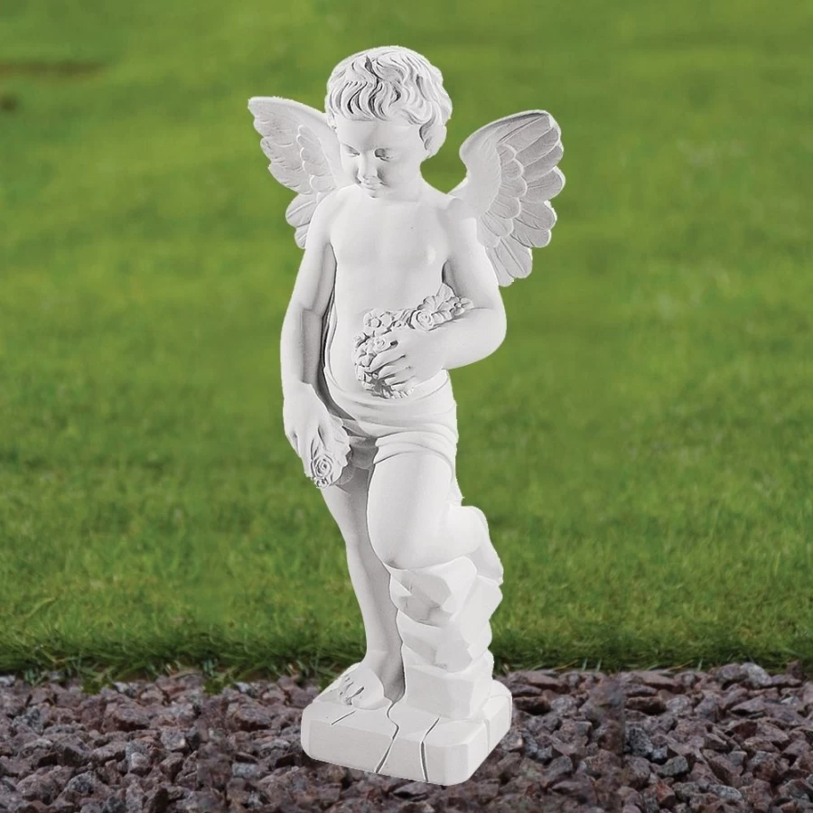 "STATUES & SCULPTURES Cherub 60Cm Marble Resin Angel Garden Statue for Outdoor Decor"