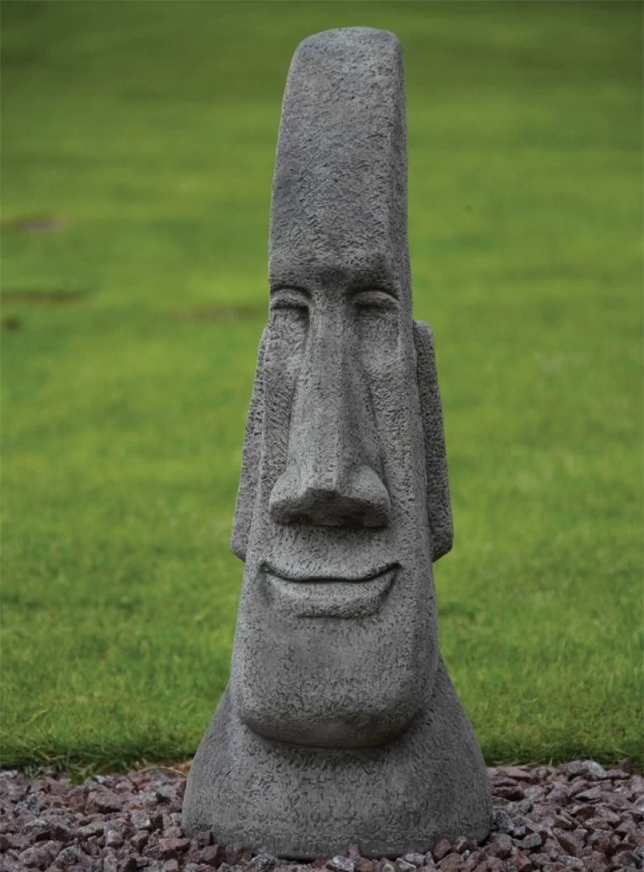 "Grand Male Easter Island Moai Statue - Handcrafted Stone Garden Sculpture by STATUES & SCULPTURES"