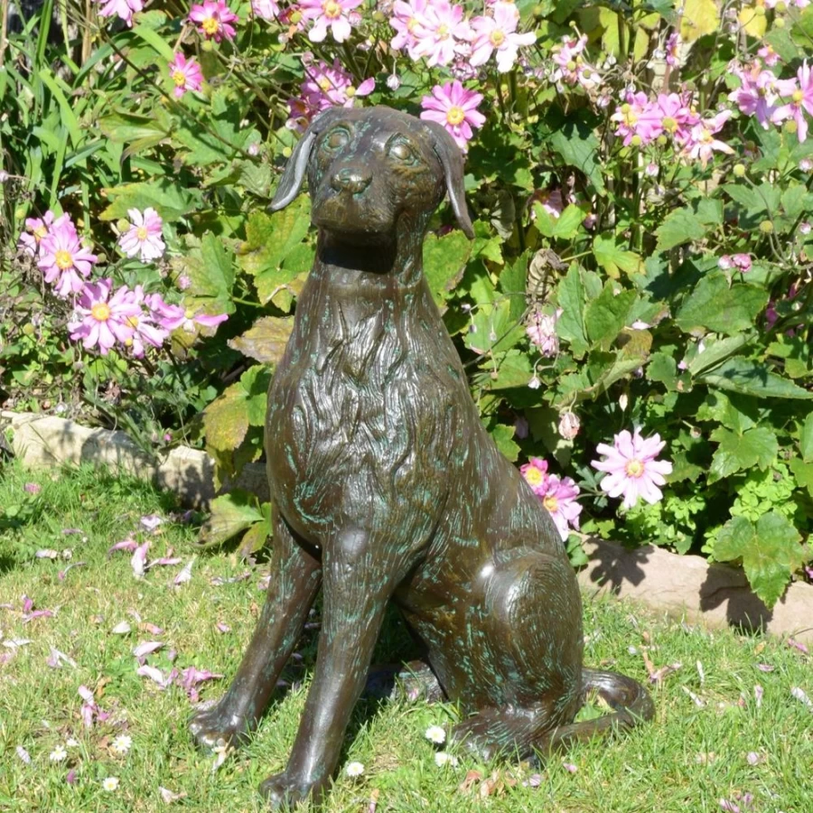 "Duke The Dog Bronze Garden Statue – Handcrafted Outdoor Sculpture by STATUES & SCULPTURES"