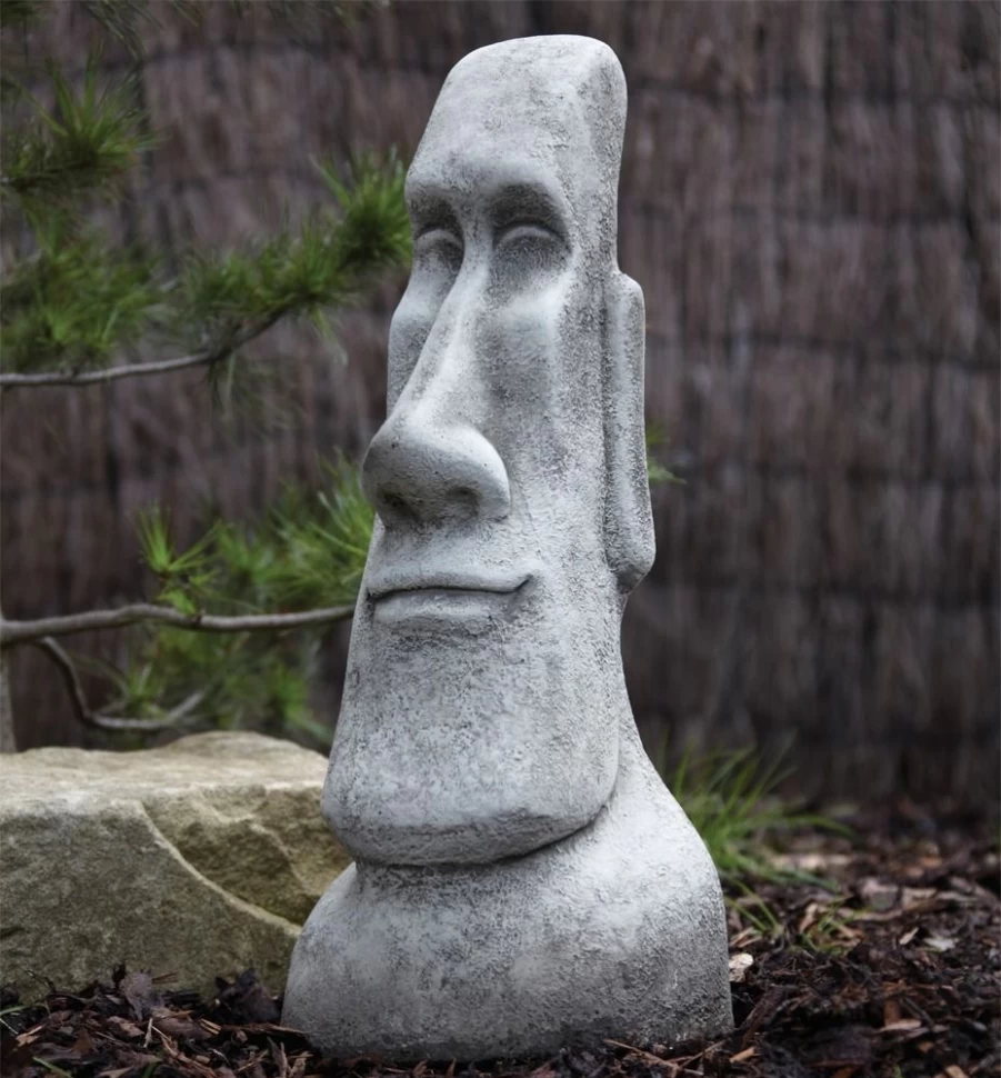 "STATUES & SCULPTURES Male Easter Island Moai Stone Garden Statue Outdoor Decor"