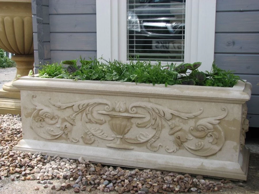"STATUES & SCULPTURES Grand Athena Stone Trough Planter – Large Outdoor Garden Decor"