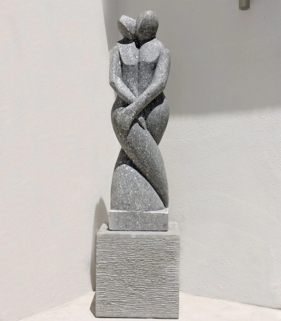 "STATUES & SCULPTURES Twin Flame Modern Stone Garden Statue for Outdoor Decor"