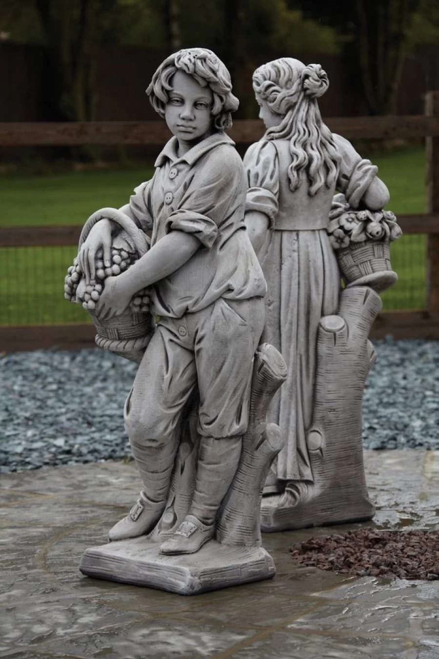"Handcrafted Autumn Boy Stone Statue for Garden Decor – STATUES & SCULPTURES Collection"