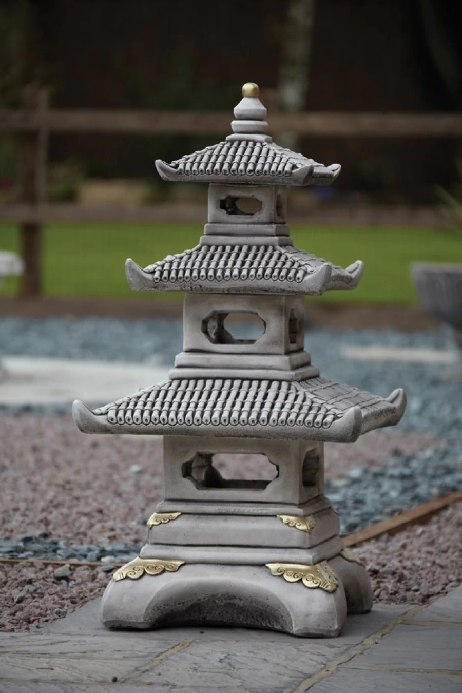 "Three Tier Japanese Pagoda Stone Garden Statue – Handcrafted Outdoor Decor by STATUES & SCULPTURES"