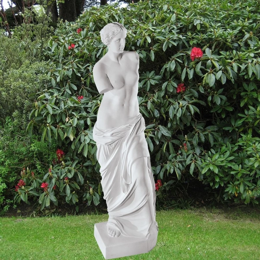 "Venus de Milo 42cm White Marble Resin Garden Statue – Classical Greek Sculpture for Outdoor Decor"