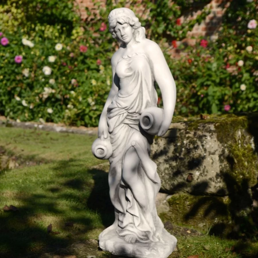 "Roman Goddess Garden Statue with Urns - 79cm Stone Resin Sculpture by STATUES & SCULPTURES"