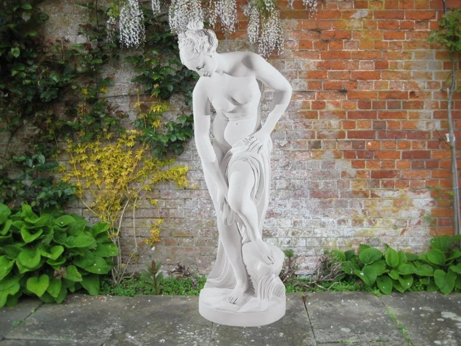 "STATUES & SCULPTURES 157cm Bathing Lady Garden Statue - Handcrafted Marble Resin Outdoor Decor"