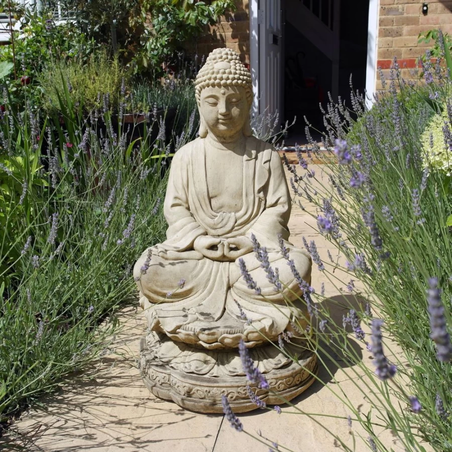 "Hand-Carved Stone Buddha Statue for Garden Meditation – STATUES & SCULPTURES"