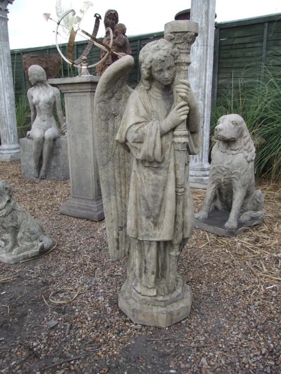 "Fallen Angel Stone Garden Statue Outdoor Decor by STATUES & SCULPTURES"