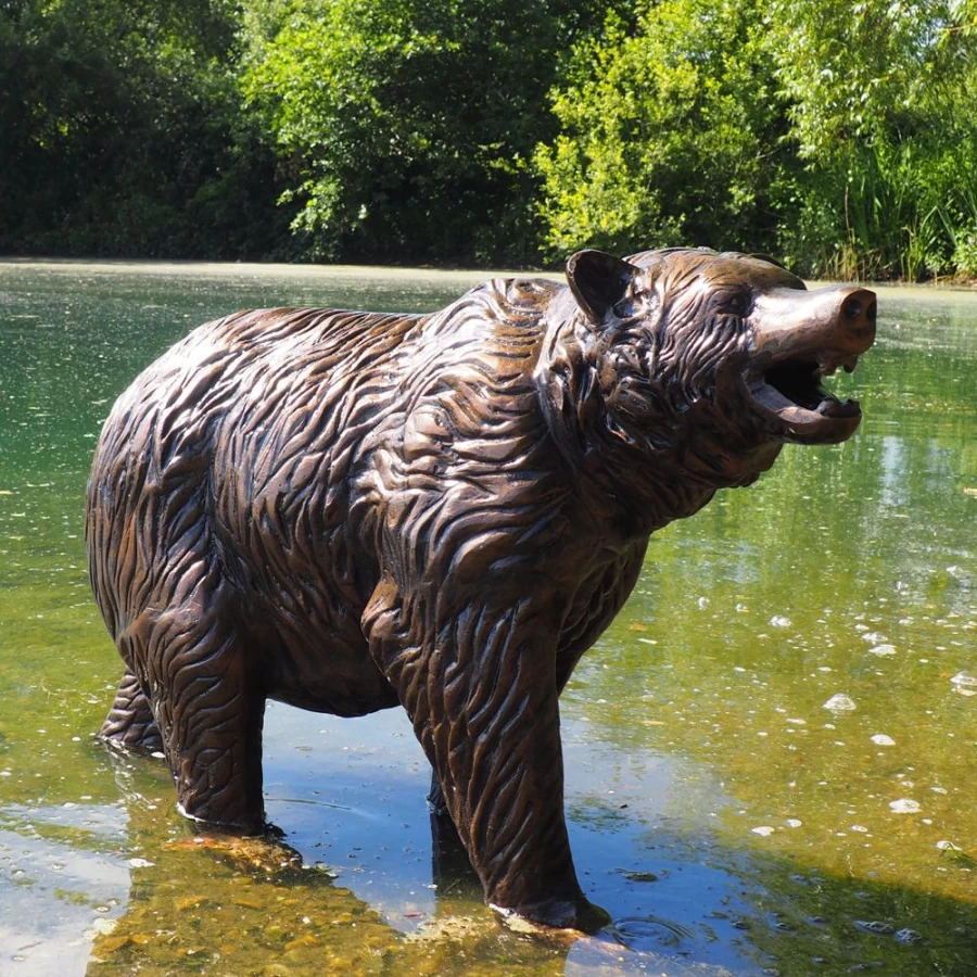 "Bronze Wild Bear Cub Garden Statue – Outdoor Animal Sculpture by STATUES & SCULPTURES"