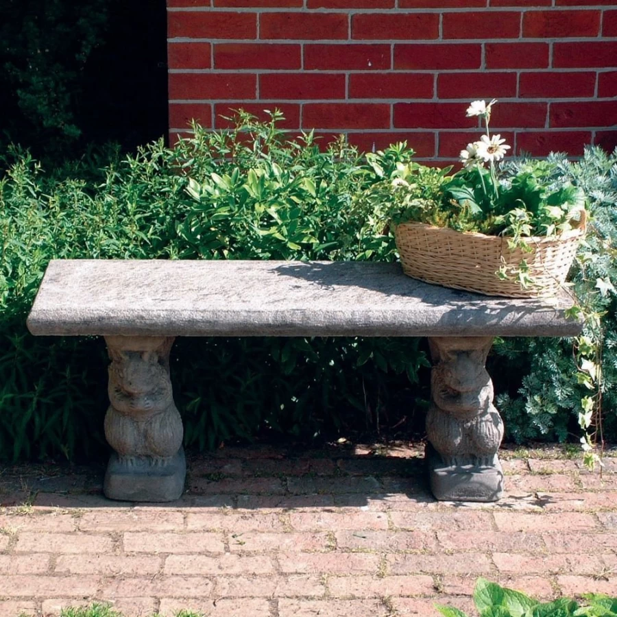 "STATUES & SCULPTURES Modern Straight Plain Top Stone Garden Bench – Durable Outdoor Seating"