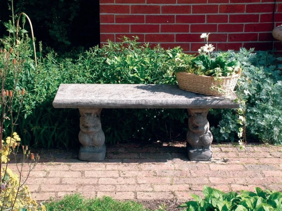 "STATUES & SCULPTURES Modern Straight Plain Top Stone Garden Bench – Durable Outdoor Seating"